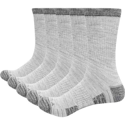 YUEDGE 5 Paare Baumwolle Sportsocken für Herren Atmungsaktiv Wicking Warme Arbeitssocken Wandersocken Trekkingsocken Hochleistung 37-42, Size ML von YUEDGE