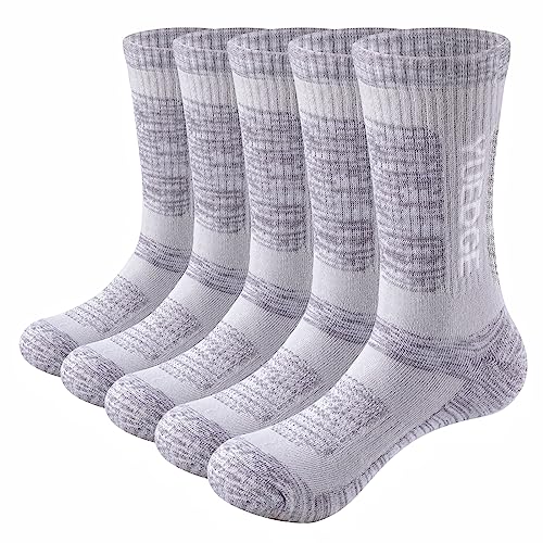 YUEDGE 5 paar Baumwolle Sportsocken für Damen Atmungsaktiv Hochleistung, Size WL, Hellgrau von YUEDGE