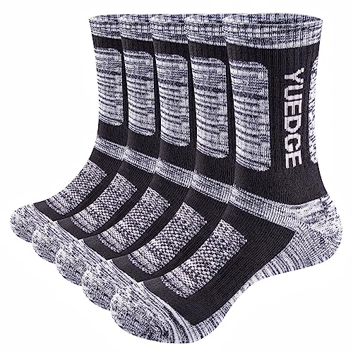 YUEDGE 5 paar Baumwolle Sportsocken für Damen Atmungsaktiv Hochleistung, Size WL, Schwarz von YUEDGE