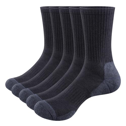 YUEDGE 5 paar Sportsocken für Herren Atmungsaktiv Hochleistung Wandersocken Trekkingsocken 45-47, Size MXXL, Schwarz von YUEDGE