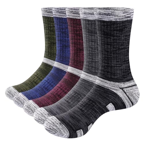 YUEDGE Sportsocken für Herren Wandersocken Trekkingsocken Arbeitssocken Atmungsaktiv Hochleistung für Männer 41-44 5 paar von YUEDGE