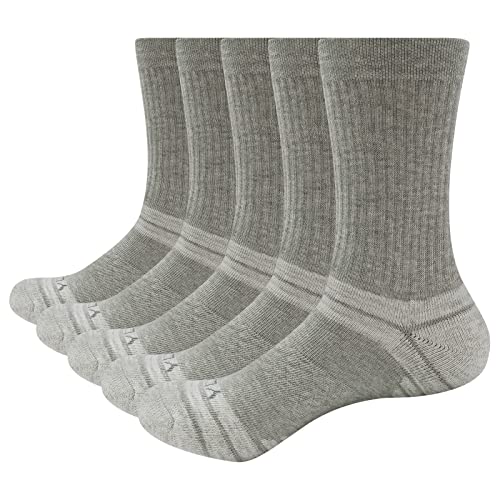 YUEDGE 5 Paar Sportsocken für Damen Atmungsaktiv Trainer Sport Sneakers Socken Hochleistung 41-44, Gepolstert, Anti Schweiß, Gekämmte Baumwolle (Grau Socken) von YUEDGE