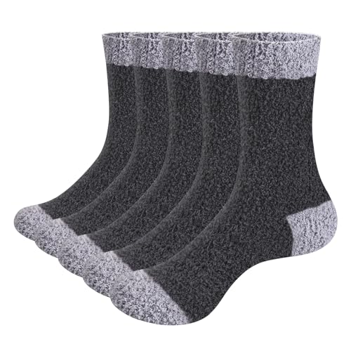 YUEDGE Flauschige Herren-Socken Gemütliche Thermo-Schlafsocken Bettsocken für Herren, Größe 42-45 von YUEDGE