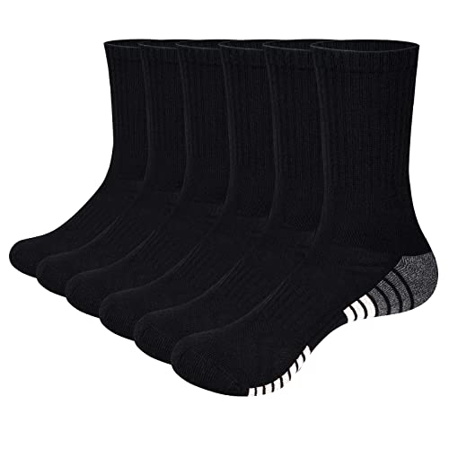 YUEDGE Herren Schwarz&Weiß Gepolsterte Socken Feuchtigkeitsableitende Atmungsaktive Baumwolle Lässige Arbeit Sportsocken für Männer 6 Paare von YUEDGE