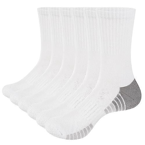 YUEDGE Herren Schwarz&Weiß Gepolsterte Socken Feuchtigkeitsableitende Atmungsaktive Baumwolle Lässige Arbeit Sportsocken für Männer 6 Paare von YUEDGE