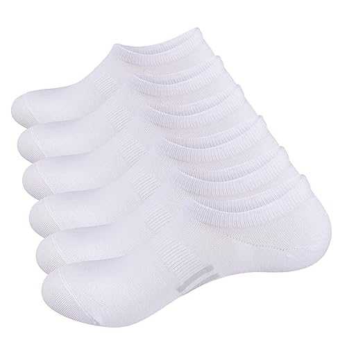 YUEDGE Sneaker Socken Herren Damen Unisex Füßlinge mit Rutschfest Silikon Weiße Unsichtbare Sneakersocken Atmungsaktive Kurze Socken No Show Socken 43-46, 6 Paar von YUEDGE