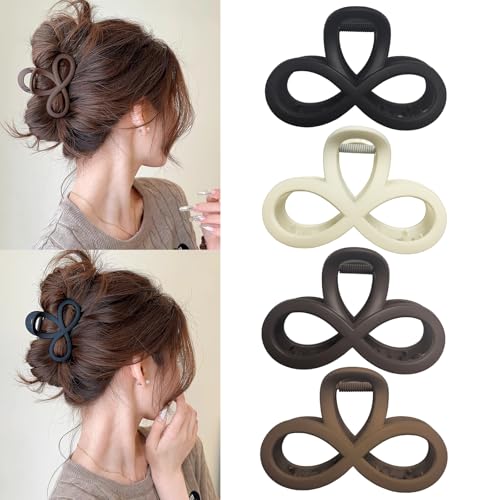 YUEELI 4 Pack Bogen Haar Klaue Clips für Frauen, geometrische Haar Clip Rutschfrei Matte Klaue Clip Mode Pferdeschwanz Barretten Schmetterling Haar Zubehör für Frauen dünne und mitteldicke feine Haare von YUEELI