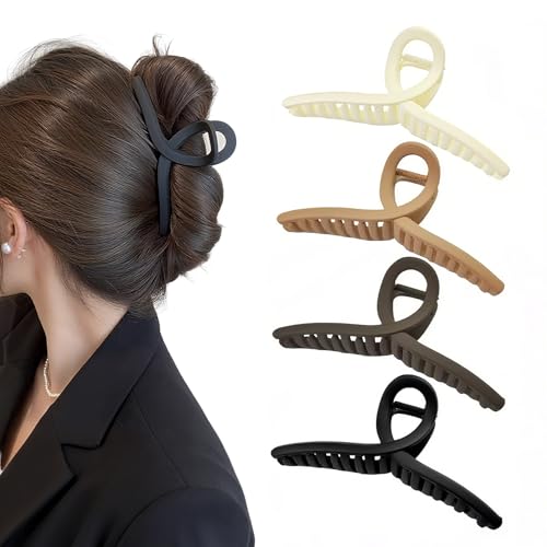 YUEELI 4 Stück große Haarklaue Clip für Frauen, 13cm Matte Kiefer Schmetterling Haarklaue Clamp, starke Halten rutschfeste Haarclips für dickes und dünnes Haar, Haar Zubehör für Frauen und Mädchen von YUEELI