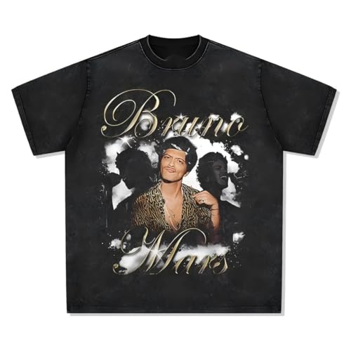 Bruno-Mars-American-T-Shirt-Street-Fashion-Vintage-Print-Done-Old-Wash-Heavy-Loose-Short-Sleeve von YUEFEIFAN
