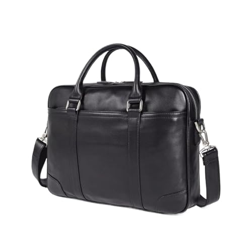YUEIRI Herren Echtleder Tragetaschen Computertaschen Schultertaschen Messenger Bags Handtaschen Laptoptaschen Aktentaschen(Black) von YUEIRI