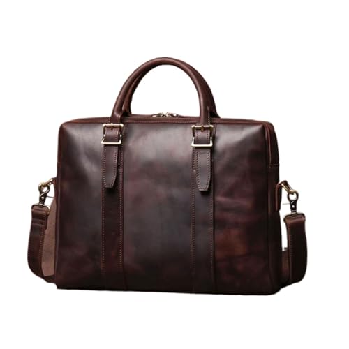 YUEIRI Herren Totes Schultertaschen Messenger Aktentaschen Gepäck Handtaschen Echtes Leder Computer Taschen Laptop Taschen(Brown2) von YUEIRI
