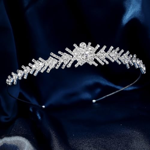 YUEKISEN Modisches Strass-Stirnband, silberfarben, dünnes Kristall-Stirnband, glitzernde Kristall-Strass-Haarband für Damen, Brautschmuck, Hochzeit, Party, Kopfschmuck von YUEKISEN