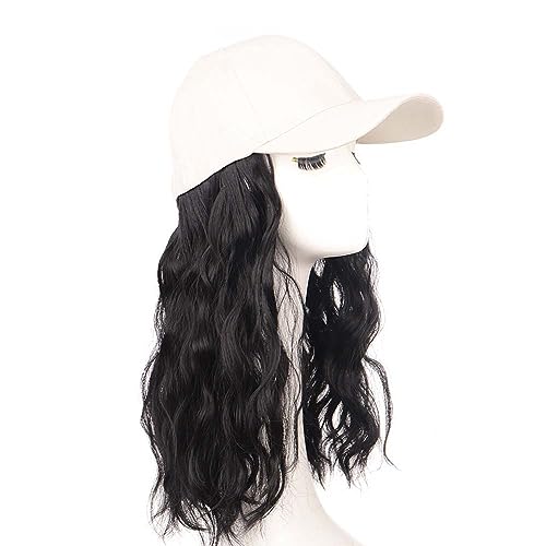 Damenhüte, modische Hüte mit Perücken, Sonnenschir Women's Curly Hair Baseball Cap Wig - Duck Tongue Hat for Everyday Use(Black 1) von YUEKOPOU