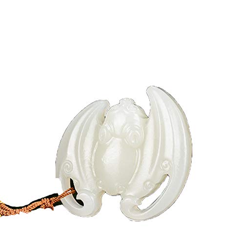YUEKOPOU Jade-Anhänger,Geschnitzter Drachen-Anhänger, Natürliche Hetian Weiß Jade Talg Fledermaus Segen vor Jade Jade Jade Anhänger Jade Anhänger Anhänger Anhänger Männer und Frauen von YUEKOPOU