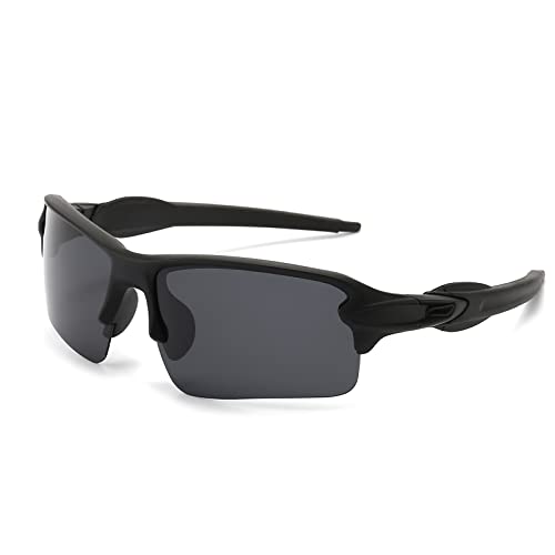 YUELUQU Polarisierte Sonnenbrille schnelle sonnenbrille verspiegelt sonnenbrille UV 400 Schutz Sportbrille für Outdoorsport Radfahren Laufen Radsportbrillen (Schwarz-Schwarz) von YUELUQU