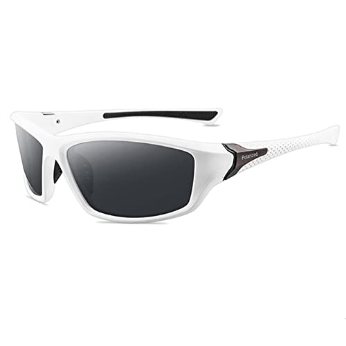 YUELUQU Polarisierte Sportbrille Sonnenbrille für Herren Damen Fahrerbrille Radsportbrillen Skifahren Autofahren Fischen Laufen Wandern UV400 Schutz (Weiß) von YUELUQU