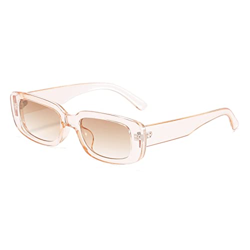 YUELUQU Vintage rechteckige Sonnenbrille modische Retro-Brille mit quadratischem Rahmen Für Damen Herren Mit Uv Schutz (A-Champagner) von YUELUQU