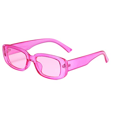 YUELUQU Vintage rechteckige Sonnenbrille modische Retro-Brille mit quadratischem Rahmen Für Damen Herren Mit Uv Schutz (A-Hellviolett) von YUELUQU