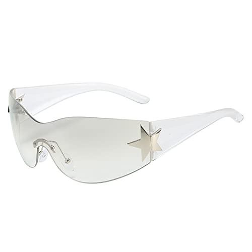 YUELUQU Y2K sonnenbrille für Damen und Herren futuristische sonnenbrille rahmenlose brille sonnenbrille damen groß (Transparent) von YUELUQU