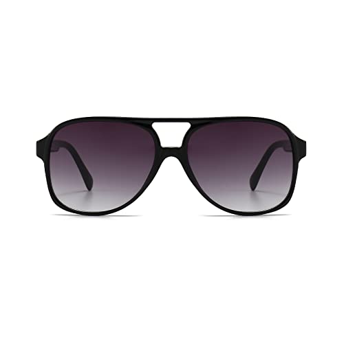 YUELUQU polarisierte sonnenbrille herren damen 70er vintage sonnenbrille retro sonnenbrille pilotenbrille fahrrad sonnenbrille (Schwarz-grau) von YUELUQU
