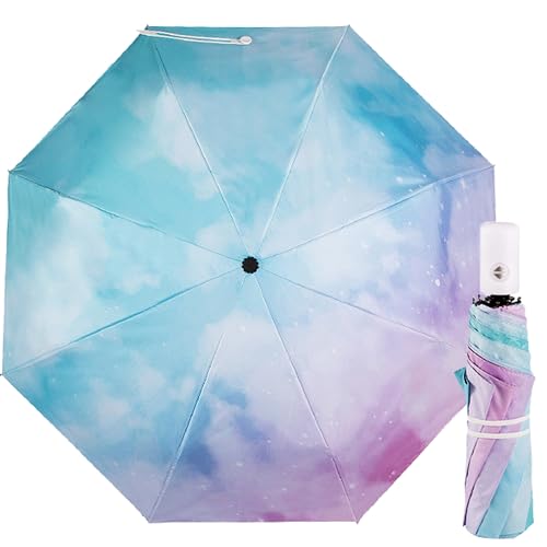 YUEMING Regenbogen Regenschirm, Taschenschirme mit 8 Rippen, Sonnenschutz Regenschirm Im Freien UV Faltender Regenschirm, Leicht Kompakt, Regenschirm Sturmfest für Herren Damen von YUEMING