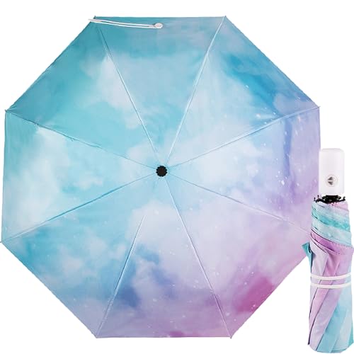 YUEMING Regenbogen Regenschirm, Taschenschirme mit 8 Rippen, Sonnenschutz Regenschirm Im Freien UV Faltender Regenschirm, Leicht Kompakt, Regenschirm Sturmfest für Herren Damen von YUEMING