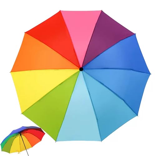YUEMING Stockschirme Regenbogenregenschirm, Reiseregenschirm, winddichter Regenschirm, Anti-UV-Regenschirm für Damen von YUEMING