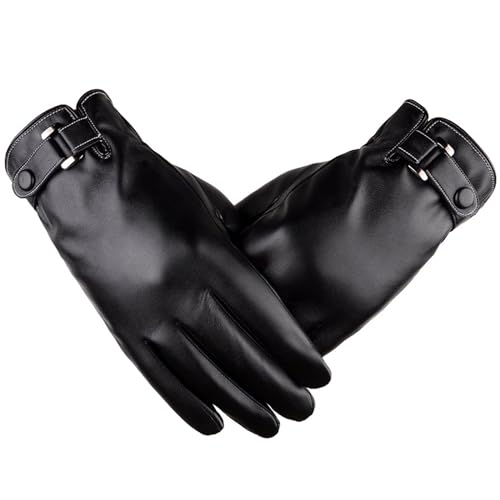 YUEMING Winterhandschuhe Touchscreen Herrenhandschuhe，Herbst- und Winter-PU plus Samtverdickung,Outdoor Handschuhe Sporthandschuhe (Schwarz) von YUEMING