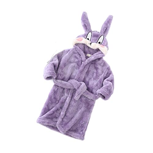 YUEMOL bademantel kinder frottee Plüsch-Bademäntel for Jungen und Mädchen, Nachthemd, doppelseitiger, mit Fleece verdickter Kinder-Homewear-Pyjama for Herbst und Winter (Color : Grey, Size : 140) von YUEMOL