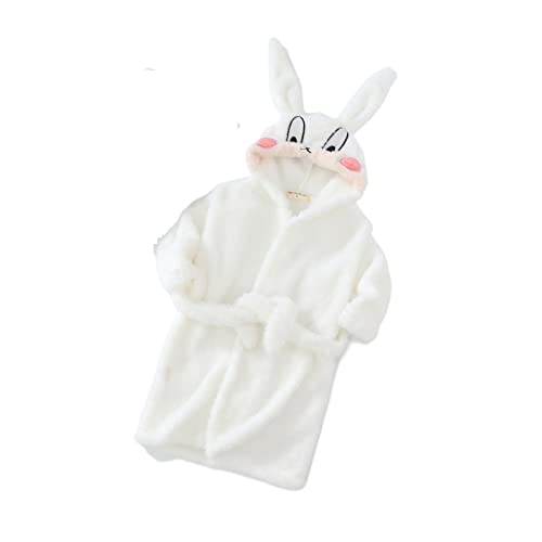 YUEMOL bademantel kinder frottee Plüsch-Bademäntel for Jungen und Mädchen, Nachthemd, doppelseitiger, mit Fleece verdickter Kinder-Homewear-Pyjama for Herbst und Winter (Color : White, Size : 140) von YUEMOL