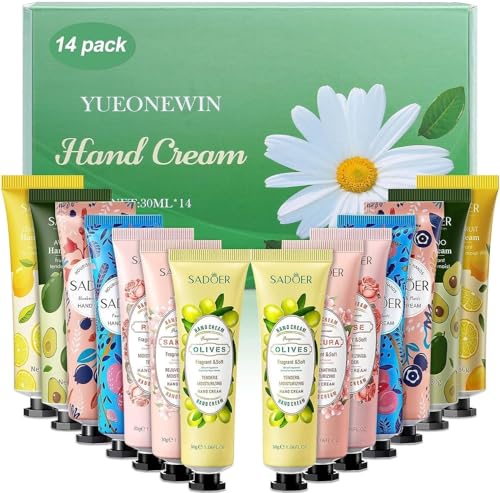 14 Pack Handcreme Weihnachtsgeschenke Trockene Rissige Hände Fuß Feuchtigkeitscreme für den Winter, Duft Hand Tag Nachtcreme - Körpercreme zieht Schnell ein Geschenkset (420ml) 14 Pack Handcreme Weihnachtsgeschenke Trockene Rissige Hände Fuß Feuchtigkeitscreme für den Winter, Duft Hand Tag Nachtcreme - Körpercreme zieht Schnell ein Geschenkset (420ml) von YUEONEWIN