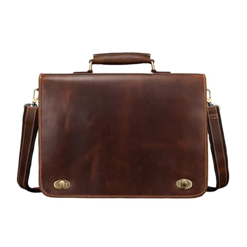 YUERBNC Herren Business Handtaschen Aktentaschen Messenger Schultertaschen Tragetaschen Echtleder Laptoptaschen(Brown) von YUERBNC
