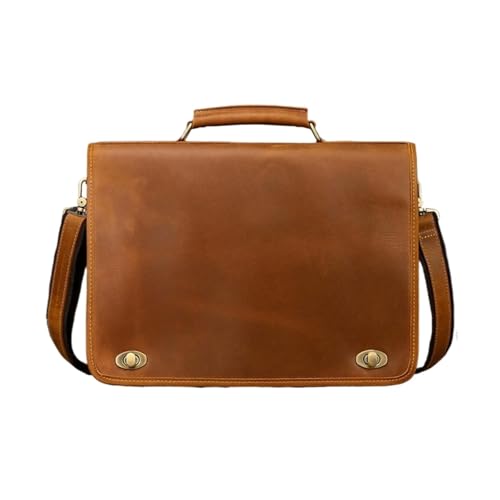 YUERBNC Herren Business Handtaschen Aktentaschen Messenger Schultertaschen Tragetaschen Echtleder Laptoptaschen(Yellow) von YUERBNC