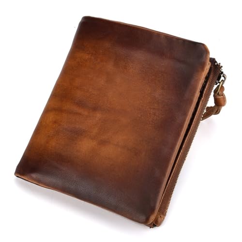 YUERYXH Herren-Geldbörse Aus Leder Mit RFID-Schutz, Dünne Minimalistische Geldbörse, Ausweis-Kreditkarten-Brieftasche Mit 7 Kartenfächern, 1 Münzfach Mit Reißverschluss von YUERYXH