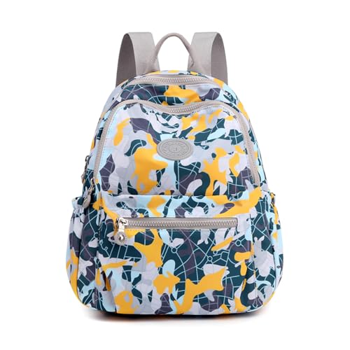 YUESITE Damen Rucksack Klein Schultertasche Wasserdicht Nylon Cityrucksack Daypack Tagesrucksack zum Alltag Reise Schule Freizeit Gelbe Karte von YUESITE