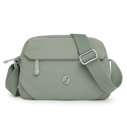 YUESITE Klein Handy Umhängetasche Wasserdicht Nylon Crossbody Bag Leichte Mini Tasche Kleine Schultertasche Damen Handytasche zum Umhängen Lichtgrün von YUESITE