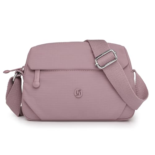 YUESITE Klein Handy Umhängetasche Wasserdicht Nylon Crossbody Bag Leichte Mini Tasche Kleine Schultertasche Damen Handytasche zum Umhängen Lila von YUESITE