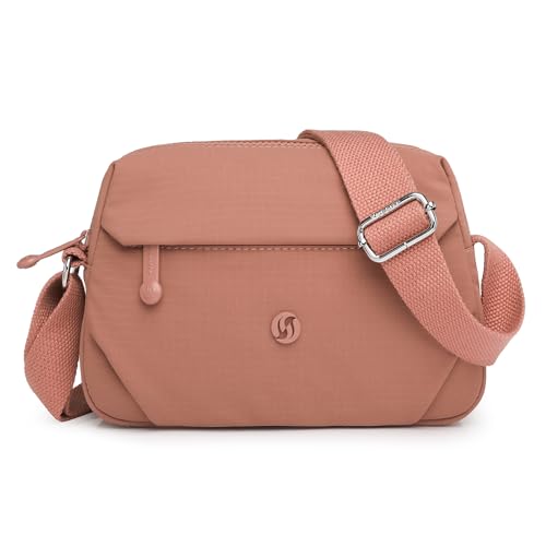 YUESITE Klein Handy Umhängetasche Wasserdicht Nylon Crossbody Bag Leichte Mini Tasche Kleine Schultertasche Damen Handytasche zum Umhängen Rosa von YUESITE