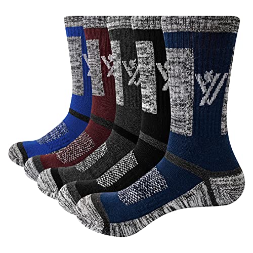 YUEVO SPORTS 5 Paar Sportsocken für Herren Baumwollsocken Arbeitssocken Wandersocken Trekkingsocken Atmungsaktiv Hochleistung 40-45 von YUEVO SPORTS
