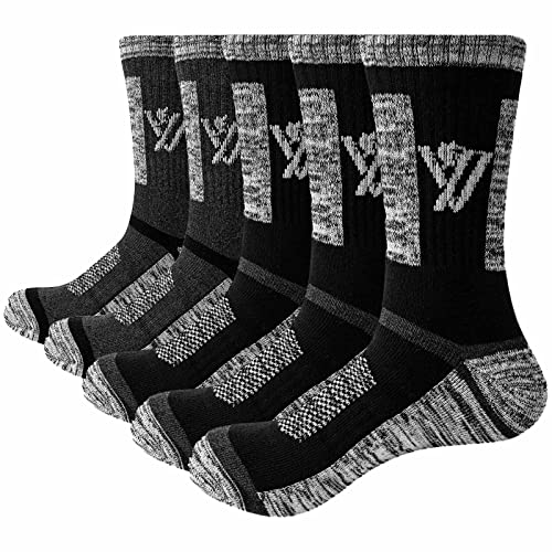 YUEVO SPORTS 5 Paar Sportsocken für Herren Baumwollsocken Arbeitssocken Wandersocken Trekkingsocken Atmungsaktiv Hochleistung 43-46 von YUEVO SPORTS