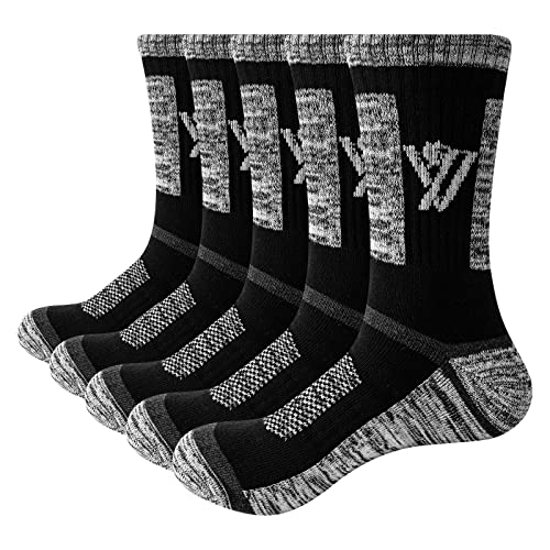 YUEVO SPORTS 5 Paar Sportsocken für Herren Baumwollsocken Arbeitssocken Wandersocken Trekkingsocken Atmungsaktiv Hochleistung 44-49 von YUEVO SPORTS