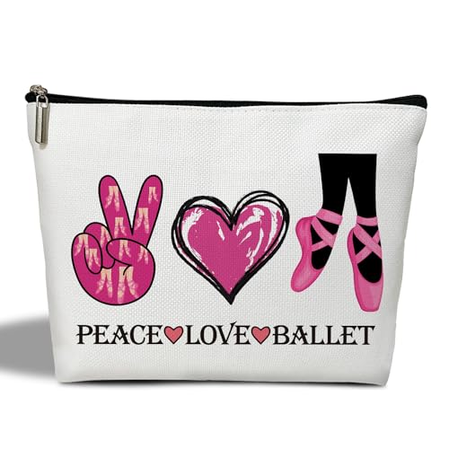 Make-up-Tasche für Damen, Ballerina-Geschenk für Tanzlehrer, Trainer, Schwester, Mutter, Tochter, Besties, Frieden, Liebe, Ballettsachen, Spitzenschuh, Make-up-Organizer mit Reißverschluss, von YUEXLL