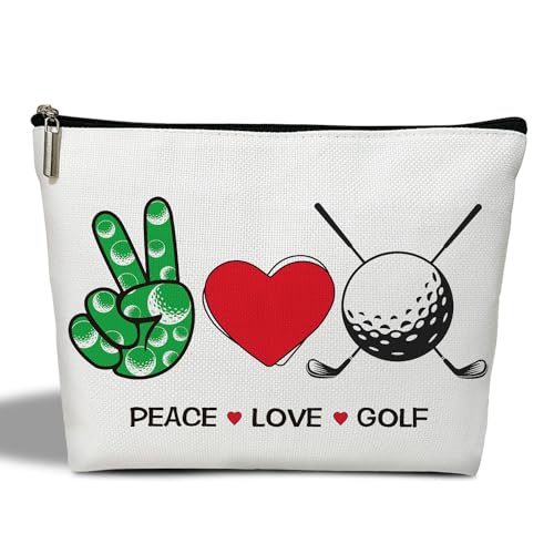 YUEXLL Golf-Geschenke, Make-up-Tasche für Frauen, Geschenk für Sportliebhaber, Golfer, Trainer, Schwester, Mutter, Tochter, Besties, Frieden, Liebe, Golf, Make-up, Organizer, Reißverschluss-Tasche, von YUEXLL