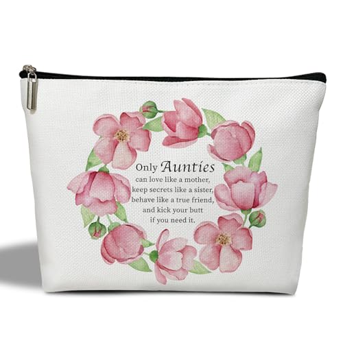 YUEXLL Make-up-Tasche für Damen, Geschenk für Tante, Tante von Nichte, Neffe, Dankeschön, Geschenk, Wertschätzung, Blumen-Make-up-Organizer, Reißverschluss, Reise-Kulturbeutel -16, Weiss/opulenter von YUEXLL