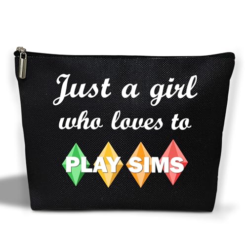 YUEXLL Make-up-Tasche für Frauen, Videospiel-Geschenk für Schwester, Tochter, Freunde, Besties, Sim-Spiel, Merch, die gerne Sims spielen, Make-up-Organizer mit Reißverschluss, Reise-Kulturbeutel -02, von YUEXLL