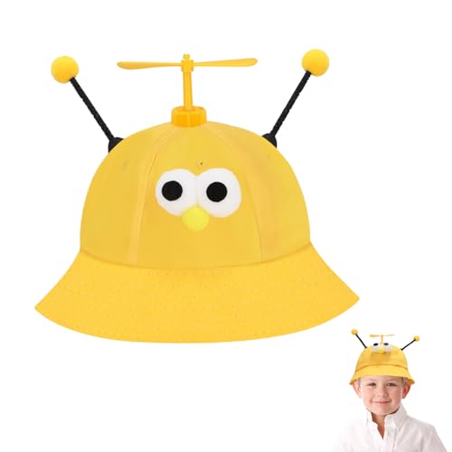 YUEXNKO Kinder Sonnenhut, Gelb Helikopter Mütze, Kinder Propeller Mütze, Helikopter Cap, Lustige Hubschrauber Kappe, Propeller Mützes, Propellers Hut, Cute Bucket Hat, Sommerhut Kinders von YUEXNKO