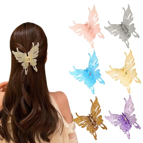 6 x Blumen-Haarklammern, rutschfest, matt, Blumen-Haarspangen für Damen, niedliche Haarspangen, hawaiianische Haarspange, große Plumeria-Haarspange, starker Halt, Haarklammern, Haarschmuck (6 Stück, von YUEYINGMG