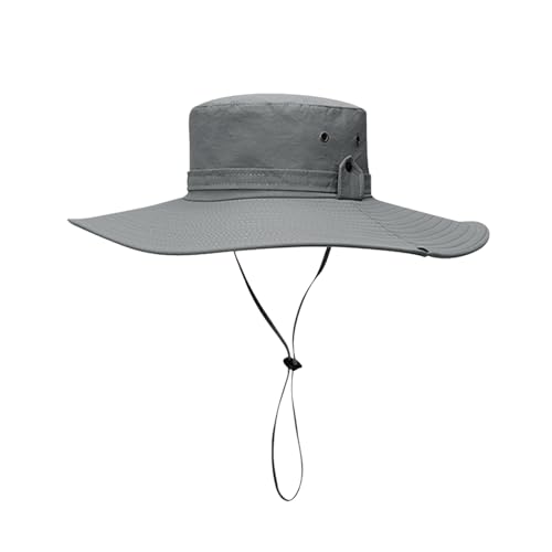 YUEYINGMG LSF 50+ Sonnenschutzhut für Herren, breite Krempe, Fischerhut, UV-Schutz, Sonnenhut für Wandern, Golf, Garten, Outdoor, hellgrau, Einheitsgröße von YUEYINGMG