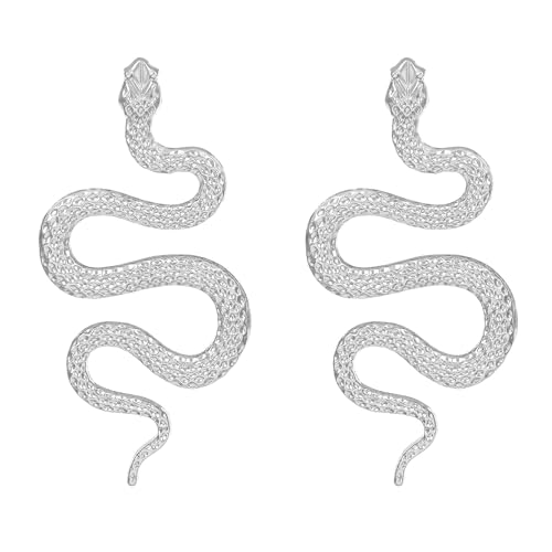 Weiße Schlangenförmige Ohrringe,Legierung Tier Schlange Ohrringe Retro dreidimensionale Schlangenförmige Ohrringe,Geeignet für Frauen und Mädchen zu Tragen von YUEcthynous