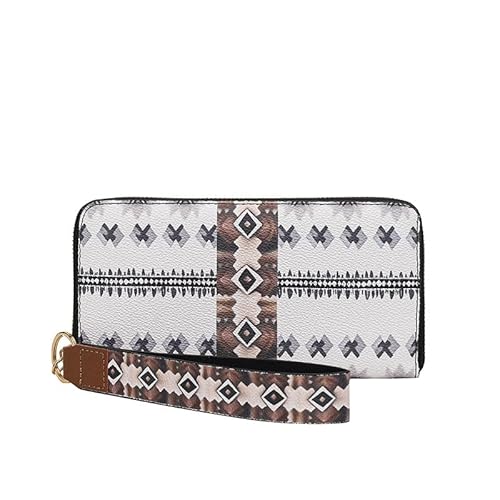 YUEcthynous Damen Kork Geldbörse,Damen Geldbörse mit Paisley Ornament Muster,Blumenmuster Kupplung mit RFID-Blockierung und Mehreren,Kartenhalter Münzfach,Große Kapazität Leder Reißverschluss(White) von YUEcthynous